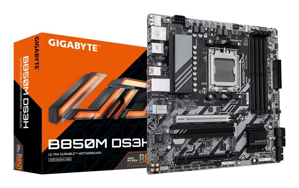 Motherboard for AMD processors Gigabyte Mainboard||AMD B850|Socket AM5|micro ATX|RAM DDR5-SDRAM|4xSlots|2xNumber of M.2 (M) slots|B850MDS3H1.2
