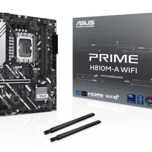 Intel protsessori emaplaat Asus  Mainboard||Intel H810|LGA1851|Micro-ATX|Memory DDR5|Memory slots 2|PRIMEH810M-AWIFI 