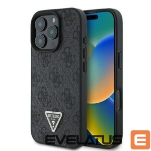 Cits mobilo telefonu aksesuārs Guess  Guess Leather 4G Triangle Strass MagSafe Case for iPhone 16 Pro Max - Black 