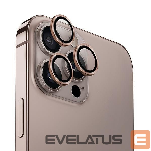Muu telefoni lisavarustus UNIQ Uniq Optix Aluminum Camera Lens Protector iPhone 16 Pro 6.3" / 16 Pro Max 6.9" taupe gold camera lens glass with applicator
