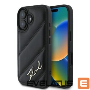 Cits mobilo telefonu aksesuārs Karl Lagerfeld  Karl Lagerfeld Quilted Signature iPhone 16 Plus Case - Black 