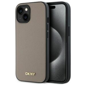 Другие товары DKNY  DKNY Grained Metal Logo MagSafe iPhone 15 Case - Beige 