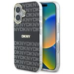 Kitos prekės DKNY  DKNY Repeat Texture Pattern With Stripe iPhone 16 Case - Black 