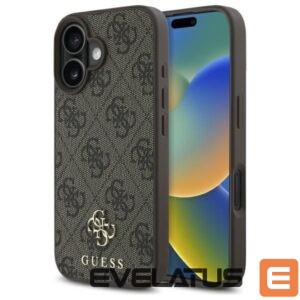 Citas preces Guess  Guess 4G Small Classic MagSafe iPhone 16 Case - Brown 