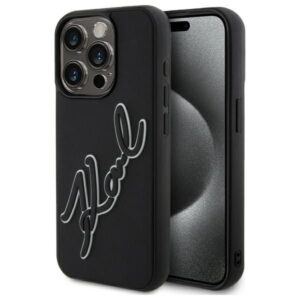 Kitos prekės Karl Lagerfeld  Karl Lagerfeld 3D Rubber Signature Case for iPhone 15 Pro - Black 