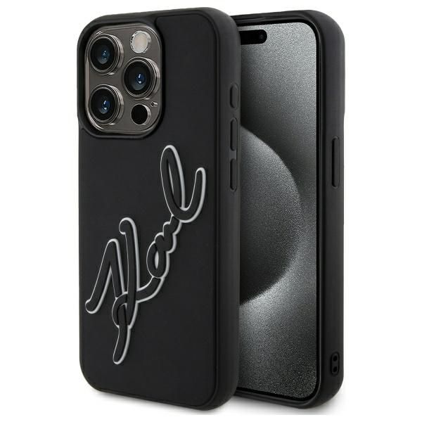 Kitos prekės Karl Lagerfeld Karl Lagerfeld 3D Rubber Signature Case for iPhone 15 Pro Max - Black