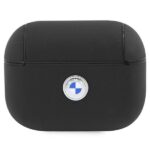 Kitos prekės BMW  BMW BMAP2SSLBK AirPods Pro 2 (2022/2023) cover black/black Geniune Leather Silver Logo 