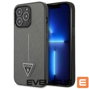 Citas preces Guess  Guess Saffiano Triangle Logo case for iPhone 13 Pro Max 6.7" - silver 