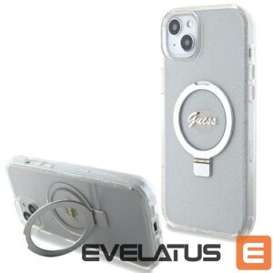 Citas preces Guess  Guess GUHMP15MHRSGSD iPhone 15 Plus / 14 Plus 6.7" transparent/transparent hardcase Ring Stand Script Glitter MagSafe 