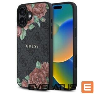 Citas preces Guess  Guess GUHMP16SP4ROPEMCK iPhone 16 6.1" black/black hardcase 4G Flowers Print MagSafe 