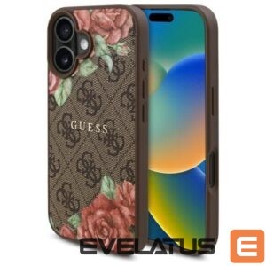 Citas preces Guess  Guess GUHMP16SP4ROPEMCW iPhone 16 6.1" brown/brown hardcase 4G Flowers Print MagSafe 