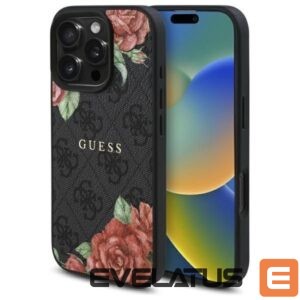 Citas preces Guess  Guess GUHMP16XP4ROPEMCK iPhone 16 Pro Max 6.9" black/black hardcase 4G Flowers Print MagSafe 