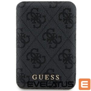 Citas preces Guess  Guess Powerbank inductive 15W GUPB5FP4EMGK 5000mAh black/black 4G Leather Metal Logo MagSafe 