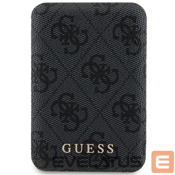 Citas preces Guess Guess Powerbank inductive 15W GUPB5FP4EMGK 5000mAh black/black 4G Leather Metal Logo MagSafe