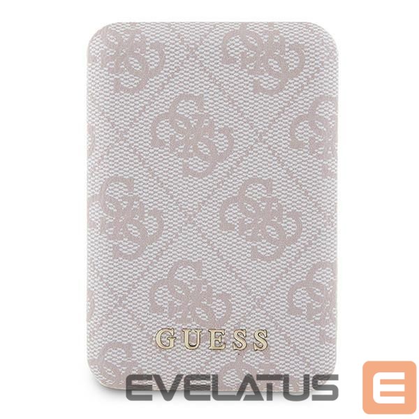Citas preces Guess Guess Powerbank inductive 15W GUPB5FP4EMGP 5000mAh pink/pink 4G Leather Metal Logo MagSafe