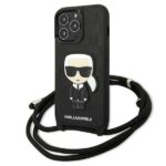 Citas preces Karl Lagerfeld  Karl Lagerfeld Leather Monogram Patch and Cord Iconik Case for iPhone 13 Pro / 13 - Black 