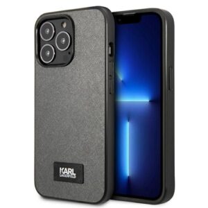 Citas preces Karl Lagerfeld  Karl Lagerfeld Saffiano Plaque case for iPhone 13 Pro / 13 6.1" - silver 