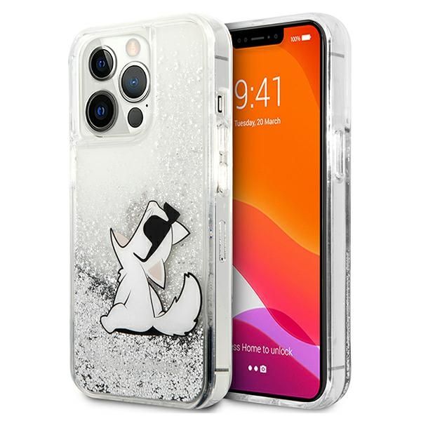 Citas preces Karl Lagerfeld Karl Lagerfeld Liquid Glitter Choupette Fun case for iPhone 13 Pro Max 6.7" - silver