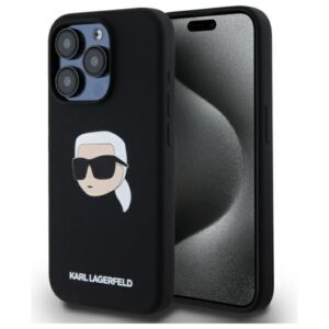 Citas preces Karl Lagerfeld  Karl Lagerfeld KLHMP15LSKHPPLK iPhone 15 Pro 6.1" black/black hardcase Silicone Karl Head Print MagSafe 
