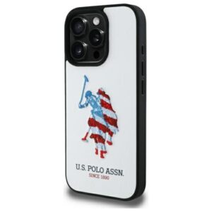Citas preces U.S. Polo PU  US Polo USHCP15XPUSH iPhone 15 Pro Max 6.7" white/white Leather Big DH American Flag 