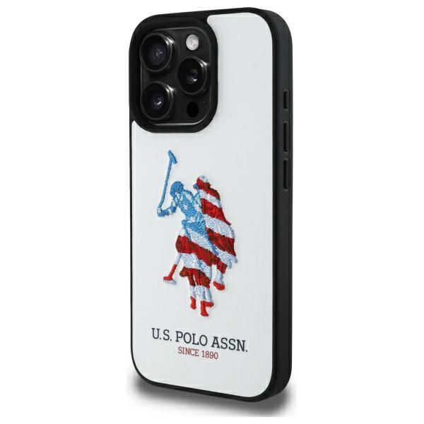 Citas preces U.S. Polo PU US Polo USHCP15XPUSH iPhone 15 Pro Max 6.7" white/white Leather Big DH American Flag