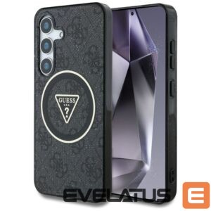 Citas preces Guess  Guess 4G Glitter Triangle Buttons MagSafe Case for Samsung Galaxy S25 Plus Black 