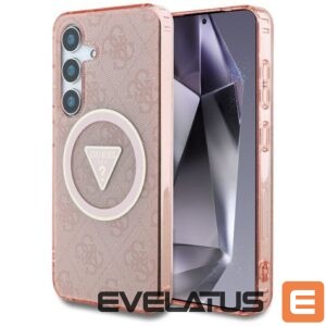 Citas preces Guess  Guess 4G Glitter Triangle Buttons MagSafe Case for Samsung Galaxy S25 Pink 