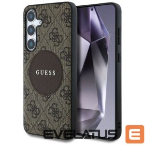 Citas preces Guess  Guess 4G Round Patch Classic Logo MagSafe Case for Samsung Galaxy S25 Plus Brown 