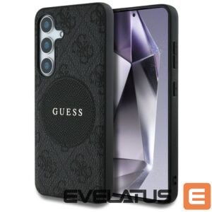 Citas preces Guess  Guess 4G Round Patch Classic Logo MagSafe case for Samsung Galaxy S25 Plus black 