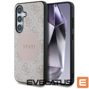 Citas preces Guess  Guess 4G Round Patch Classic Logo MagSafe Case for Samsung Galaxy S25 Pink 