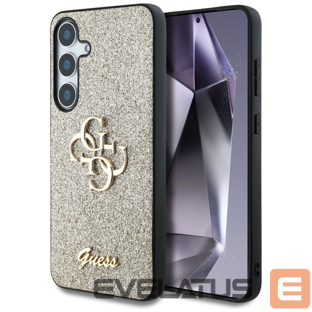 Citas preces Guess Guess Fixed Glitter Big 4G Metal Logo case for Samsung Galaxy S25 gold