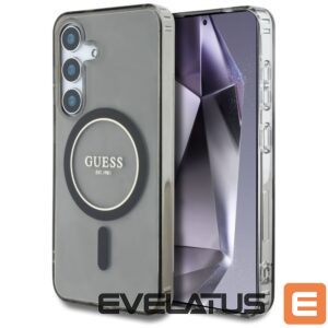 Citas preces Guess  Guess Glitter Circle Classic Logo MagSafe case for Samsung Galaxy S25 black 