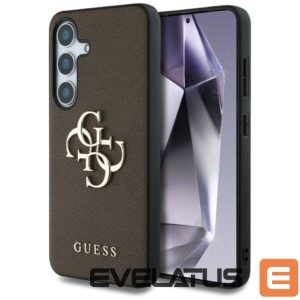 Citas preces Guess  Guess Grained Big 4G Logo Small Classic Logo case for Samsung Galaxy S25 Plus brown 