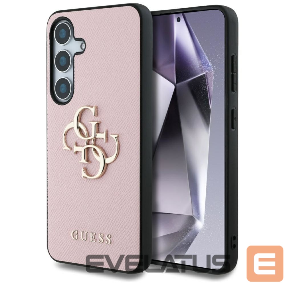 Citas preces Guess Guess Grained Big 4G Logo Small Classic Logo case for Samsung Galaxy S25 Plus pink