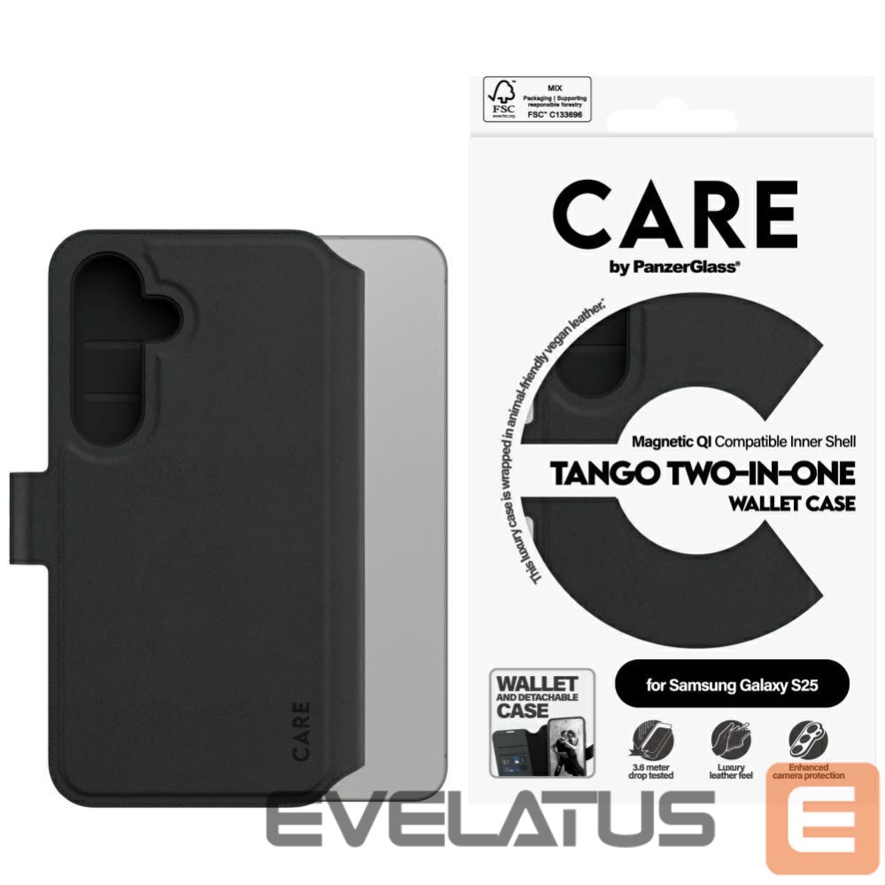 Citas preces Panzer Glass CARE by PanzerGlass Feature Tango 2in1 Wallet Case for Samsung Galaxy S25 - Black