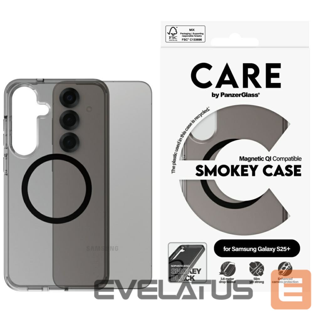 Citas preces Panzer Glass CARE by PanzerGlass Flagship Urban Combat Black QI Case for Samsung Galaxy S25+ - Semi-transparent Smoke