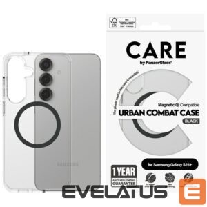 Citas preces Panzer Glass  CARE by PanzerGlass Flagship Urban Combat Black QI Case for Samsung Galaxy S25+ - Transparent 