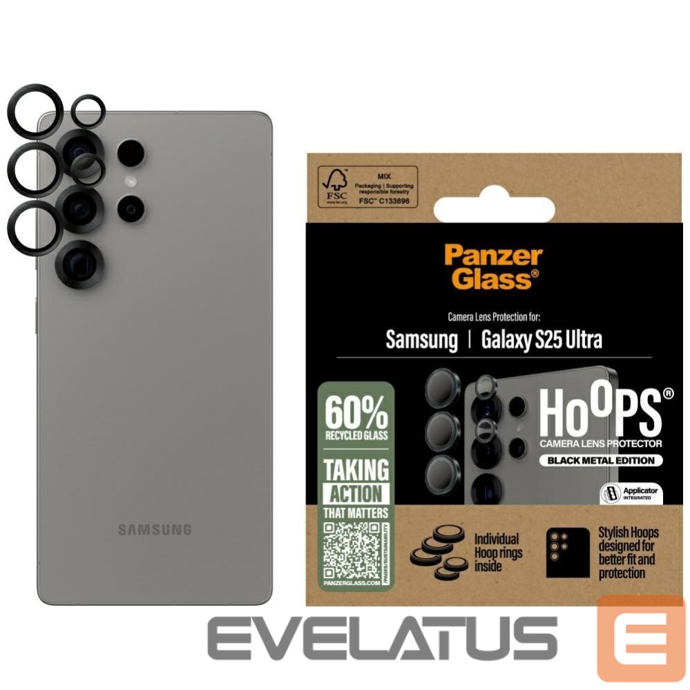 Citas preces Panzer Glass PanzerGlass Hoops Lens Protector Tempered Glass for Samsung Galaxy S25 Ultra Black