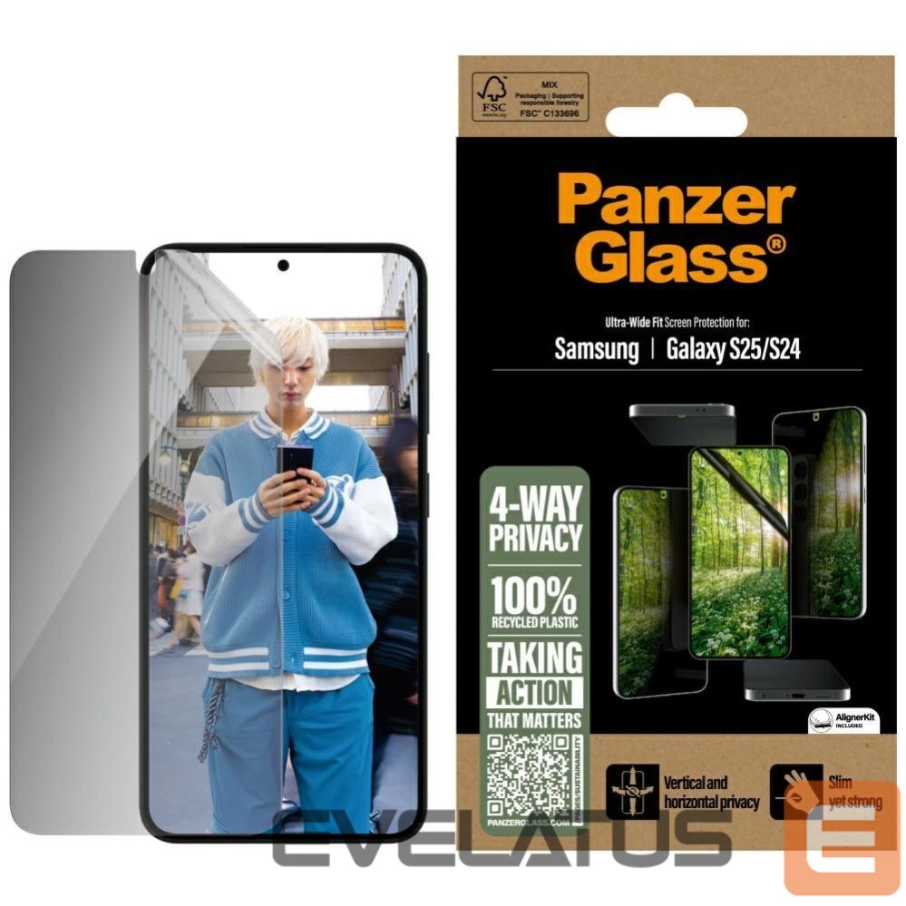 Citas preces Panzer Glass PanzerGlass Eco Matrix Ultra-Wide Fit Privacy Glass for Samsung Galaxy S25