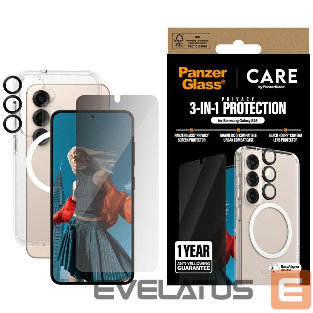 Citas preces Panzer Glass CARE by PanzerGlass Flagship 3in1 Case + Privacy Glass + Lens for Samsung Galaxy S25
