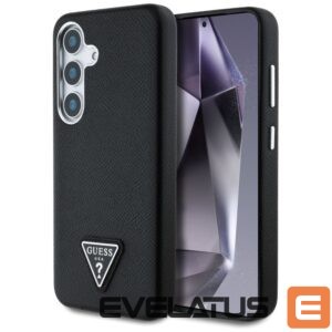 Citas preces Guess  Guess Grained Triangle Logo MagSafe case for Samsung Galaxy S25 - black 