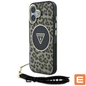 Citas preces Guess  Guess HC IML Leopard Triangle Cord Strap MagSafe iPhone 16 Case - Brown 