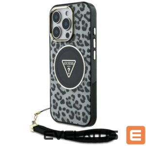 Citas preces Guess  Guess HC IML Leopard Triangle Cord Strap MagSafe Case for iPhone 16 Pro - Black 