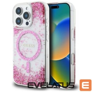 Citas preces Guess  Guess HC Resin Bottom Glitter MagSafe iPhone 16 Pro Case - Pink 