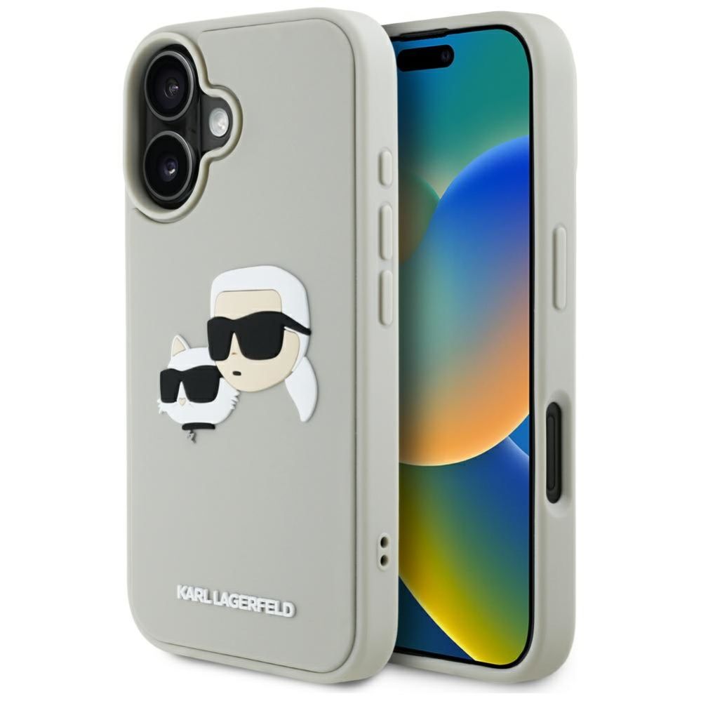 Kitos prekės Karl Lagerfeld Karl Lagerfeld HC 3D Rubber Double Heads iPhone 16 Case - Beige