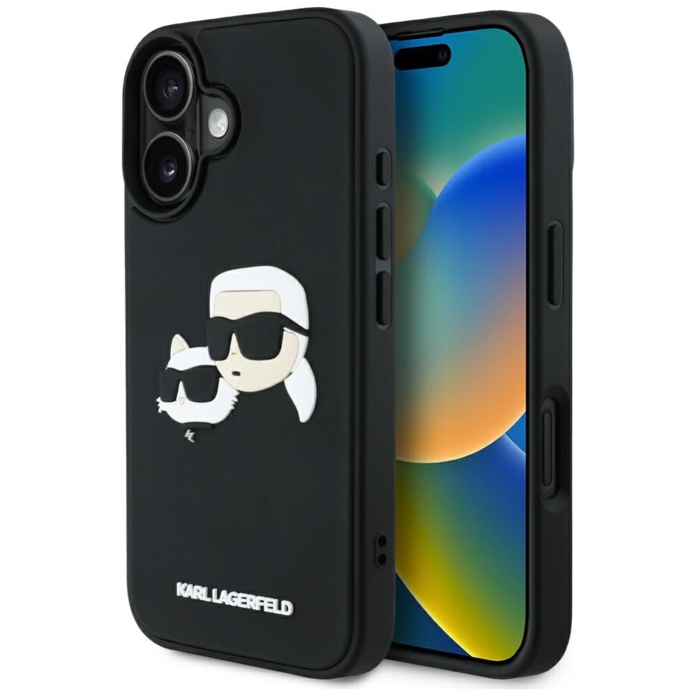 Kitos prekės Karl Lagerfeld Karl Lagerfeld HC 3D Rubber Double Heads iPhone 16 Case - Black