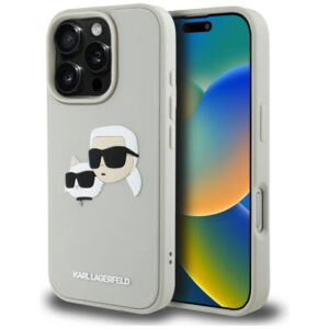 Kitos prekės Karl Lagerfeld  Karl Lagerfeld HC 3D Rubber Double Heads iPhone 16 Pro Case - Beige 