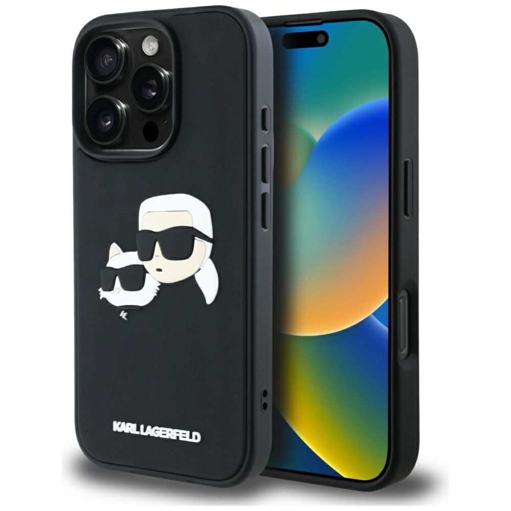 Kitos prekės Karl Lagerfeld Karl Lagerfeld HC 3D Rubber Double Heads iPhone 16 Pro Max Case - Black