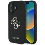 Citas preces Guess  Guess Grained Big 4G Logo Small Classic Logo case for iPhone 16 - black 