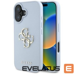 Citas preces Guess  Guess Grained Big 4G Logo Small Classic Logo case for iPhone 16 - blue 